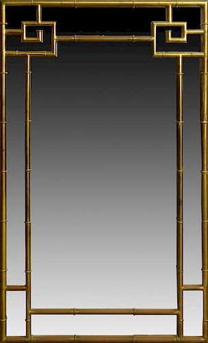 Mid 20th century brass faux bamboo mirror.
