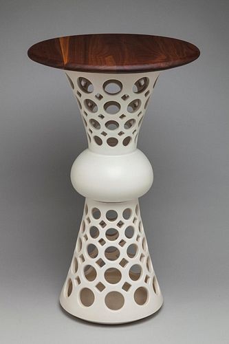 Segmented Hourglass Table with Walnut Top