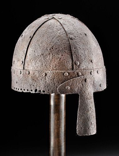 Rare 6th C. Anglo-Saxon Iron Helmet w/ Nose Guard