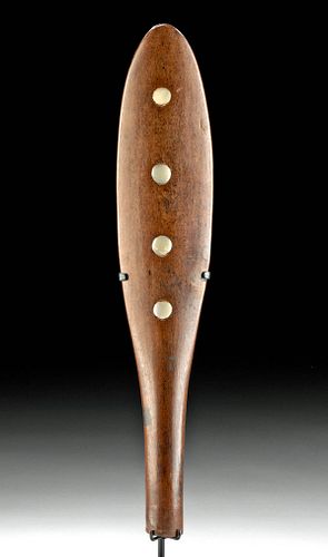 19th C. Polynesian Wood Scepter, Mother of Pearl Inlays