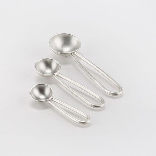 Set of 3 Small Sterling Silver Spoons Looped Handles