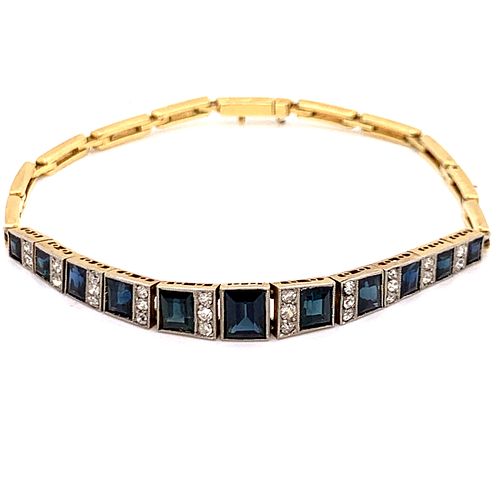 Art Deco Platinum Sapphire 18k BraceletÊ