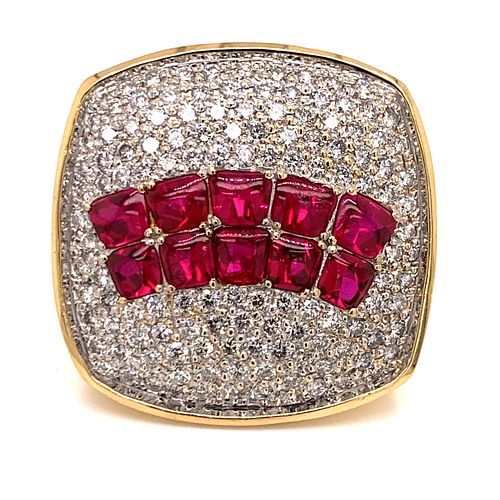 18k Diamond Ruby Big Ring