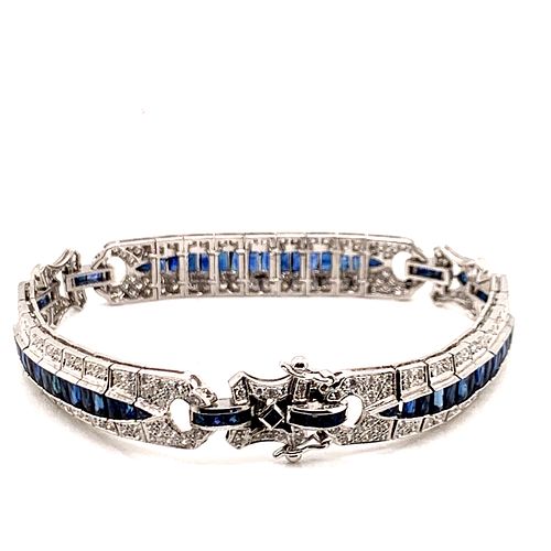 Art Deco 18k Diamond Sapphire BraceletÊ