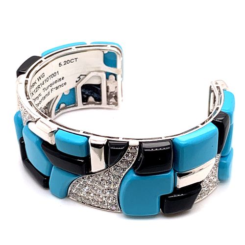 GEORGELAND 18k Turquoise, Onyx & Diamond French BraceletÊ
