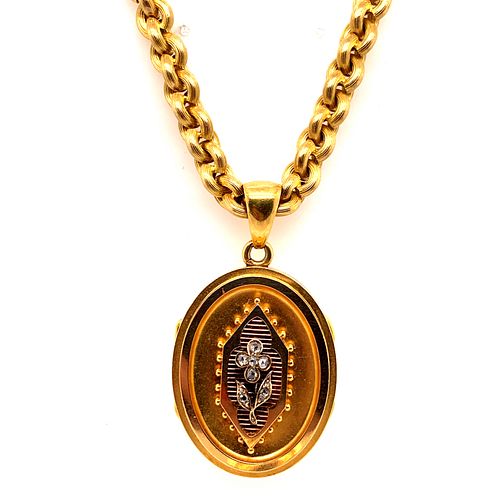 Victorian Locked Pendant Chain 18k DiamondÊ
