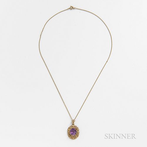 Antique 18kt Gold and Amethyst Pendant