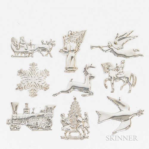 Group of Sterling Silver Christmas Ornaments