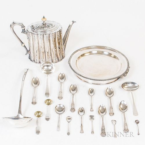 Group of English Sterling Silver and Silver-plated Tableware