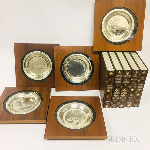 Five Franklin Mint James Wyeth Sterling Silver Commemorative Plates