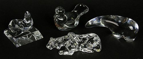 Lot of four (4) Baccarat Crystal Animal Figurines.