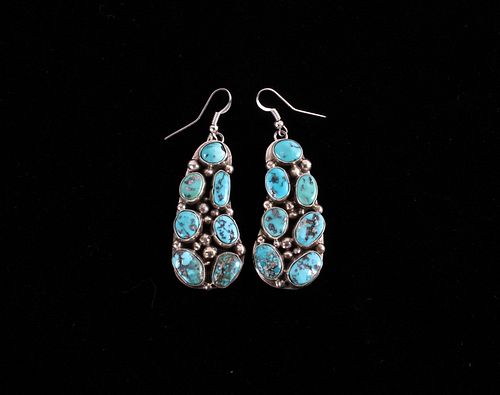 Navajo Sleeping Beauty Sterling Turquoise Earrings