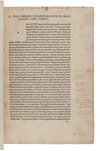 CAESAR, Caius Julius (100-44 B.C.). [The Commentaries].   Commentarii. Milan: Philippus Lavagna, 1478.  