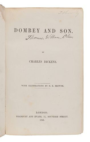 DICKENS, Charles (1812-1870).  Dombey and Son.  London: Bradbury and Evans, 1848.
