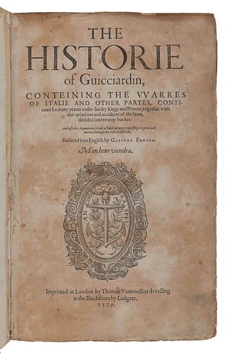 GUICCIARDINI, Francesco (1483-1540).   The Historie of Giucciardin, Containing the Warres of Italie and other partes...reduced into English by Geffray