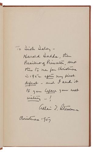 [CHICAGO] -- [DALEY, Richard J. (1902-1976), his copy]. WILSON, Woodrow (1856-1924). Leaders of Men. Princeton: Princeton University Press, 1952.