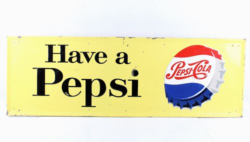 1957 Embossed Pepsi Cola Metal Advertising Sign