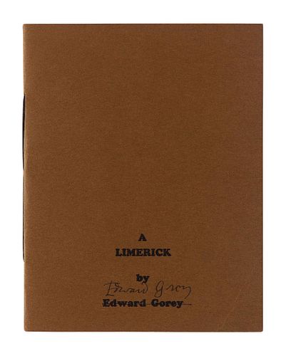GOREY, Edward (1925-2000). A Limerick. Dennis, MA: Salt-Works Press, 1973.