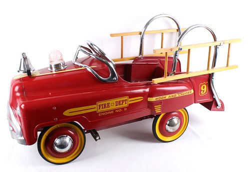 Fire Dept No 9 Hook & Ladder Pedal Car C. 1950's