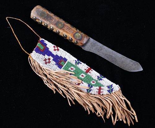 Cheyenne Beaded Sheath & Knife 19th Century