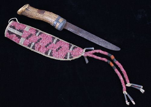 Northern Cheyenne 1890's Knife & Beaded Sheath