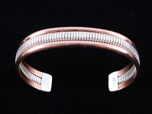Navajo V. Tahe Copper & Sterling Silver Bracelet