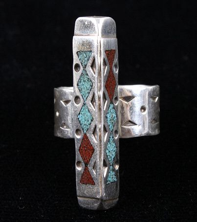 Navajo Raymond Begay Chip Inlay Sterling Ring