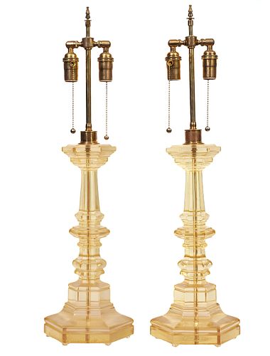 Pr. Resin Candlestick Lamps by Dorothy Thorpe