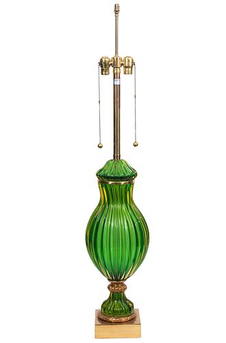 Murano Mabro Green Glass Lamp by Seguso