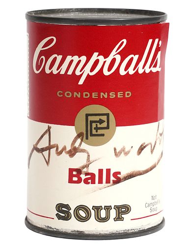 Andy Warhol Signed 'Balls Campball's Soup' Can