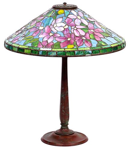Signed Tiffany Studios Art Glass Table Lamp