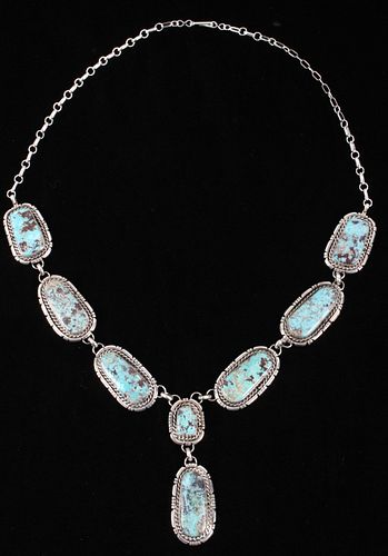 Navajo B. Lee Apache Turquoise & Sterling Necklace
