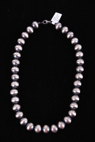 Navajo Mason Lee Sterling Silver Beaded Necklace