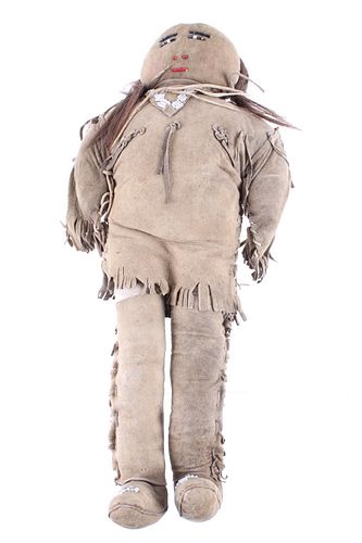 Navajo Beaded Hide & Fabric Child's Doll 19th C.