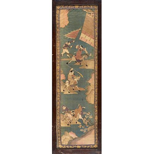ASIAN HAND-PAINTED FABRIC PANEL