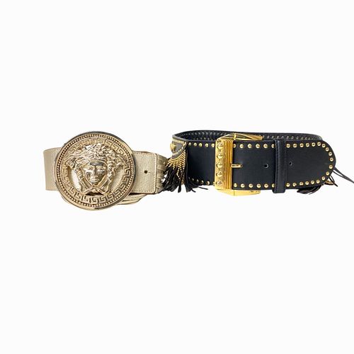 (2) Two Versace Leather Belts