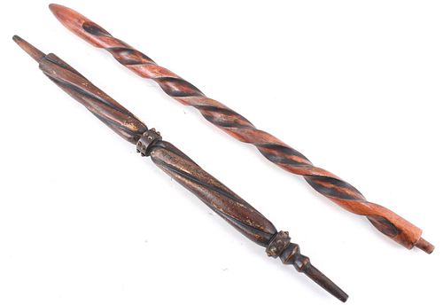 Plains Indian Twisted Wood Pipe Stems c. 1900-