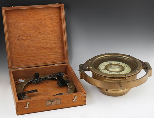 Two Ship's Compasses, one an azimuth circle, by E. S. Ritchie and Sons, Brookline, MA, made for Sperry Gyroscope Co., Brooklyn, N.Y....