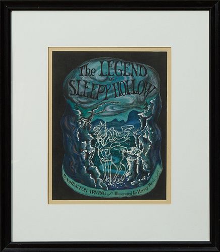 Harvey Sherman Harris (1915-1999, Baton Rouge, Louisiana), "Legend of Sleepy Hollow," 20th c., gouache, titled upper center, signed...