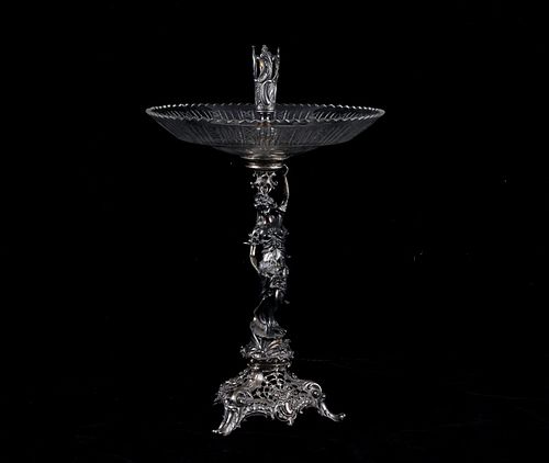 Victorian Plated Silver & Glass Bowl Comport c1890