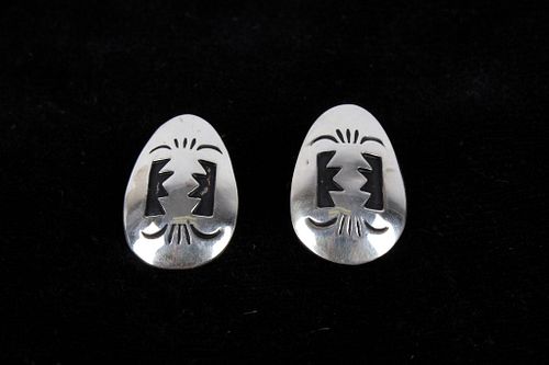 Navajo T&R Singer Sterling Silver Stamped Earrings