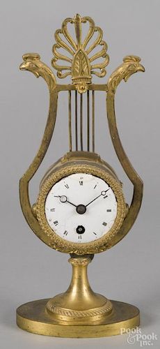 French gilt bronze shelf clock, late 19th c., 12'' h.