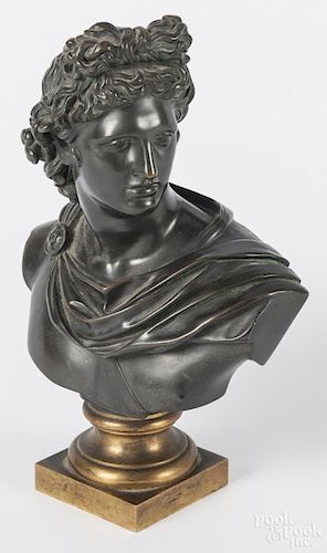 Patinated bronze classical bust, early 20th c., 11 1/2'' h.