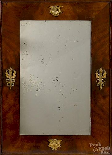 French mahogany and ormolu mounted mirror, 19th c., 22 1/2'' x 16''.