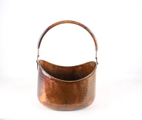 Hammered Copper Swivel Handled Bucket c. 1960's