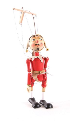 Wooden Pelham Style Marionette Jester Puppet