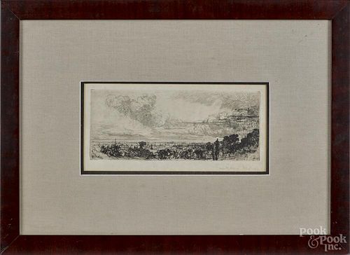 Francis Seymour Haden (British 1818-1910), etching, titled Out of Study Window, signed lower right