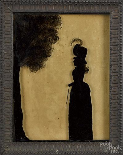 English reverse painted silhouette, early 19th c., by Rosenberg, with the original paper label verso