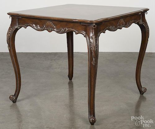 French style mahogany games table, by Weiman, 28'' h., 31 3/4'' w., 31 3/4'' d.