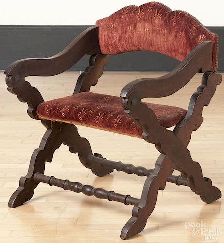 Italian walnut metamorphic chair, prie dieu. Provenance: DeHoogh Gallery, Philadelphia.
